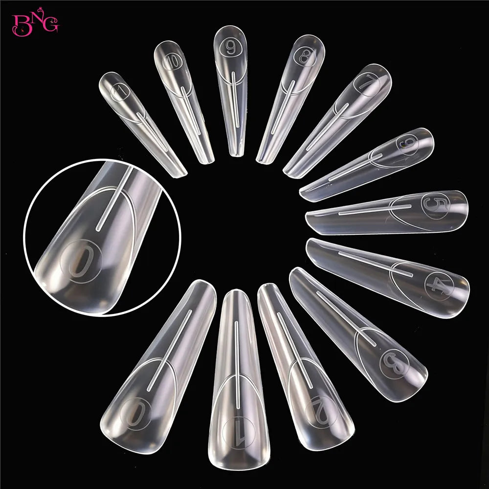 BNG 140Pcs Upper Forms for Nail Extensions Square Almond Soft Nail Molds for Express French Inner Arc Line French Dual Forms